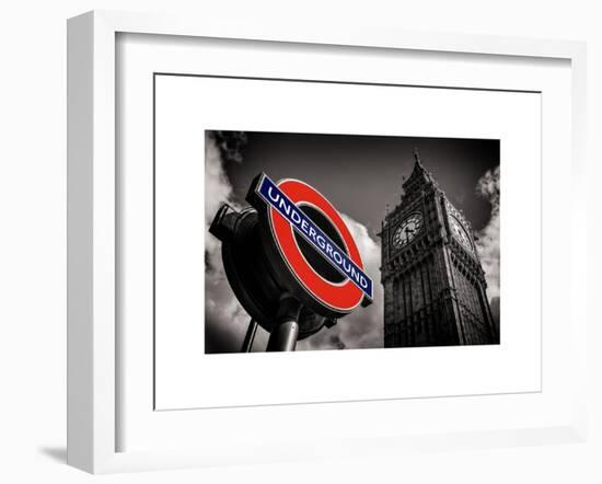 Big Ben and Westminster Station Underground - Subway Station Sign - City of London - UK - England-Philippe Hugonnard-Framed Art Print