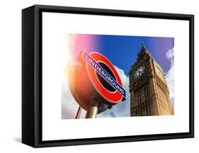 Big Ben and Westminster Station Underground - Subway Station Sign - City of London - UK - England-Philippe Hugonnard-Framed Stretched Canvas