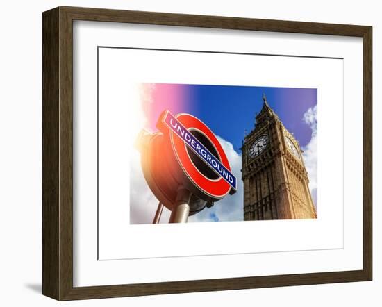 Big Ben and Westminster Station Underground - Subway Station Sign - City of London - UK - England-Philippe Hugonnard-Framed Art Print