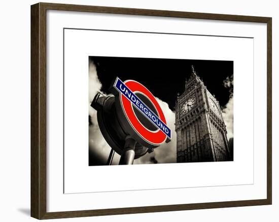 Big Ben and Westminster Station Underground - Subway Station Sign - City of London - UK - England-Philippe Hugonnard-Framed Art Print