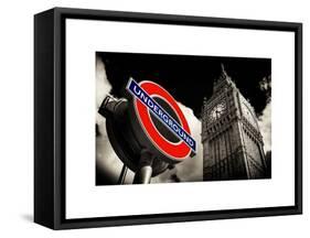 Big Ben and Westminster Station Underground - Subway Station Sign - City of London - UK - England-Philippe Hugonnard-Framed Stretched Canvas