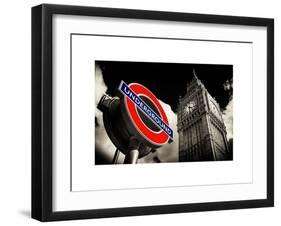 Big Ben and Westminster Station Underground - Subway Station Sign - City of London - UK - England-Philippe Hugonnard-Framed Art Print