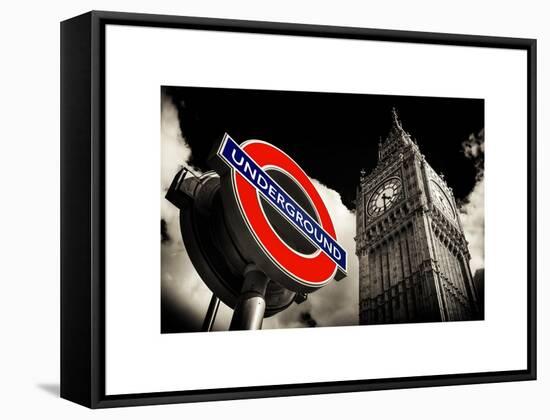 Big Ben and Westminster Station Underground - Subway Station Sign - City of London - UK - England-Philippe Hugonnard-Framed Stretched Canvas