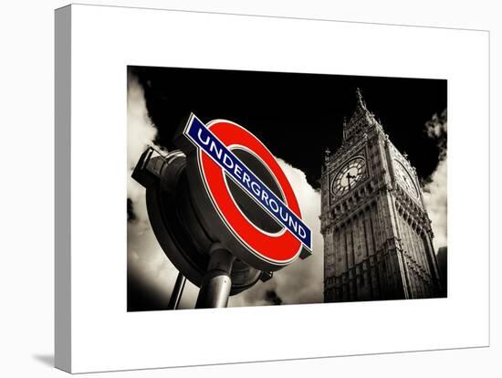 Big Ben and Westminster Station Underground - Subway Station Sign - City of London - UK - England-Philippe Hugonnard-Stretched Canvas