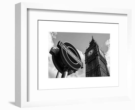 Big Ben and Westminster Station Underground - Subway Station Sign - City of London - UK - England-Philippe Hugonnard-Framed Art Print