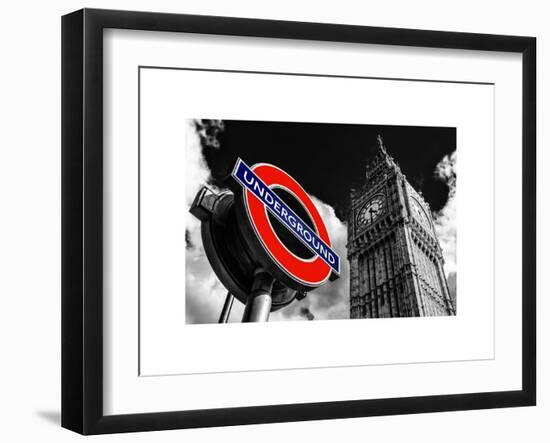 Big Ben and Westminster Station Underground - Subway Station Sign - City of London - UK - England-Philippe Hugonnard-Framed Art Print