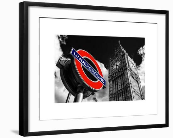 Big Ben and Westminster Station Underground - Subway Station Sign - City of London - UK - England-Philippe Hugonnard-Framed Art Print