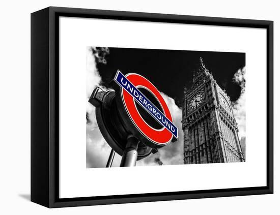 Big Ben and Westminster Station Underground - Subway Station Sign - City of London - UK - England-Philippe Hugonnard-Framed Stretched Canvas