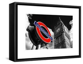 Big Ben and Westminster Station Underground - Subway Station Sign - City of London - UK - England-Philippe Hugonnard-Framed Stretched Canvas