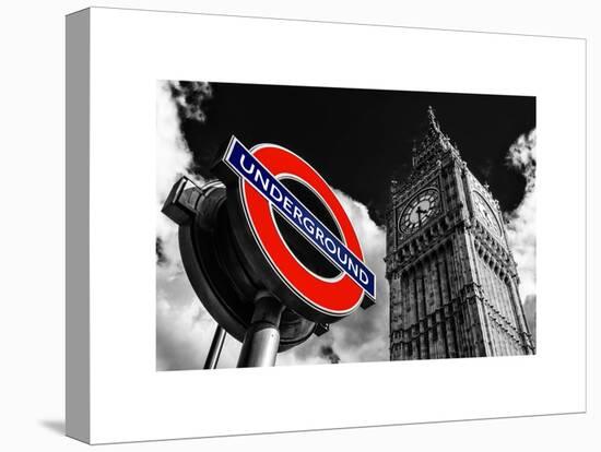 Big Ben and Westminster Station Underground - Subway Station Sign - City of London - UK - England-Philippe Hugonnard-Stretched Canvas