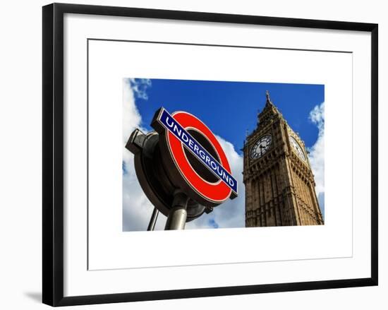 Big Ben and Westminster Station Underground - Subway Station Sign - City of London - UK - England-Philippe Hugonnard-Framed Art Print