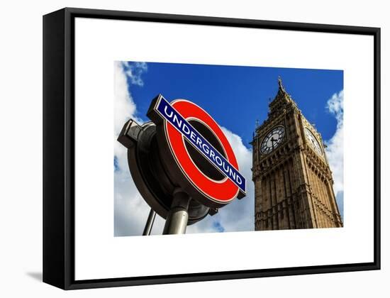 Big Ben and Westminster Station Underground - Subway Station Sign - City of London - UK - England-Philippe Hugonnard-Framed Stretched Canvas