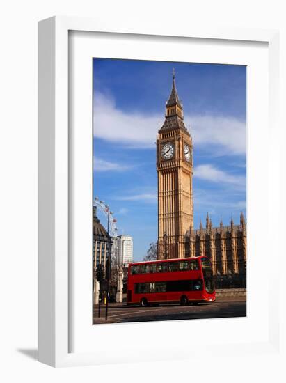 Big Ben City Bus In London Uk-null-Framed Art Print