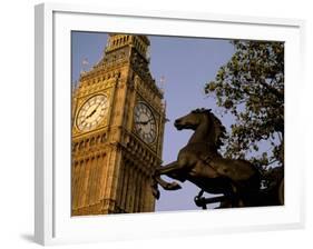 Big Ben Clock Tower, London, England-Walter Bibikow-Framed Photographic Print