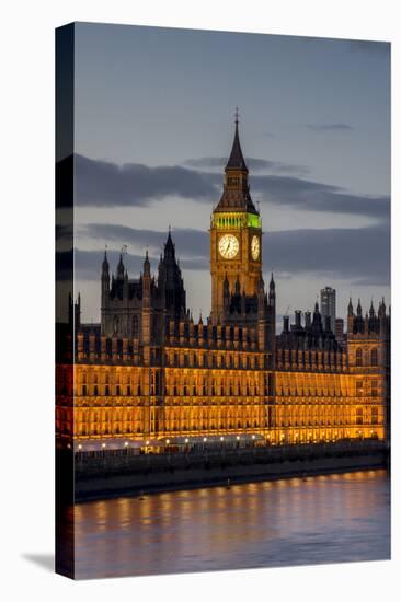 Big Ben Clock Tower Stands Above the Houses of Parliament at Dusk-Charles Bowman-Stretched Canvas