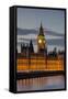 Big Ben Clock Tower Stands Above the Houses of Parliament at Dusk-Charles Bowman-Framed Stretched Canvas