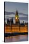 Big Ben Clock Tower Stands Above the Houses of Parliament at Dusk-Charles Bowman-Stretched Canvas