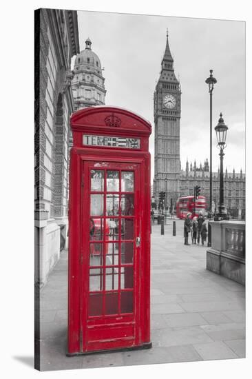 Big Ben, Houses of Parliament and a Red Phone Box, London, England-Jon Arnold-Stretched Canvas