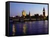 Big Ben, Houses of Parliament and River Thames at Dusk, London, England-Richard I'Anson-Framed Stretched Canvas