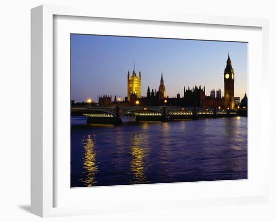 Big Ben, Houses of Parliament and River Thames at Dusk, London, England-Richard I'Anson-Framed Photographic Print