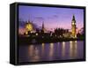 Big Ben, Houses of Parliament and the River Thames at Dusk, London, England-Howie Garber-Framed Stretched Canvas