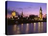 Big Ben, Houses of Parliament and the River Thames at Dusk, London, England-Howie Garber-Stretched Canvas