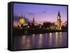 Big Ben, Houses of Parliament and the River Thames at Dusk, London, England-Howie Garber-Framed Stretched Canvas