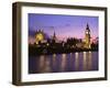 Big Ben, Houses of Parliament and the River Thames at Dusk, London, England-Howie Garber-Framed Premium Photographic Print