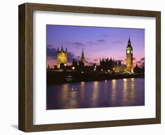 Big Ben, Houses of Parliament and the River Thames at Dusk, London, England-Howie Garber-Framed Photographic Print