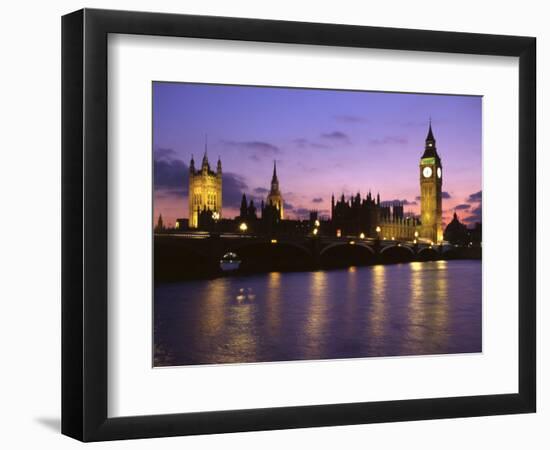 Big Ben, Houses of Parliament and the River Thames at Dusk, London, England-Howie Garber-Framed Photographic Print