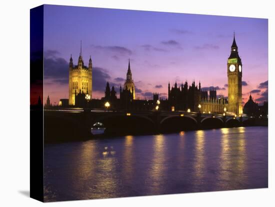 Big Ben, Houses of Parliament and the River Thames at Dusk, London, England-Howie Garber-Stretched Canvas