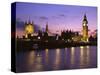 Big Ben, Houses of Parliament and the River Thames at Dusk, London, England-Howie Garber-Stretched Canvas