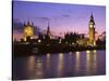 Big Ben, Houses of Parliament and the River Thames at Dusk, London, England-Howie Garber-Stretched Canvas