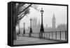 Big Ben & Houses of Parliament, Black and White Photo-tkemot-Framed Stretched Canvas