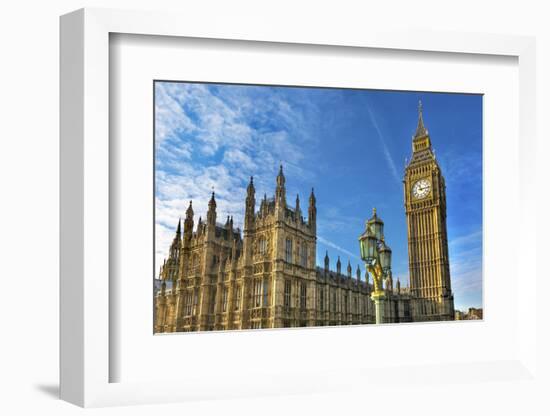 Big Ben, Parliament, and Lamp Post, Westminster, London, England.-William Perry-Framed Photographic Print