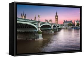 Big Ben, Queen Elizabeth Tower and Wesminster Bridge Illuminated at Dawn, London, United Kingdom-anshar-Framed Stretched Canvas