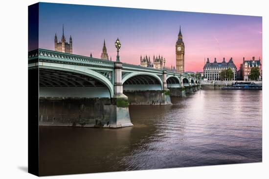 Big Ben, Queen Elizabeth Tower and Wesminster Bridge Illuminated at Dawn, London, United Kingdom-anshar-Stretched Canvas