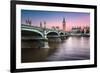 Big Ben, Queen Elizabeth Tower and Wesminster Bridge Illuminated at Dawn, London, United Kingdom-anshar-Framed Photographic Print