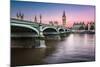 Big Ben, Queen Elizabeth Tower and Wesminster Bridge Illuminated at Dawn, London, United Kingdom-anshar-Mounted Photographic Print