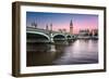 Big Ben, Queen Elizabeth Tower and Wesminster Bridge Illuminated at Dawn, London, United Kingdom-anshar-Framed Photographic Print