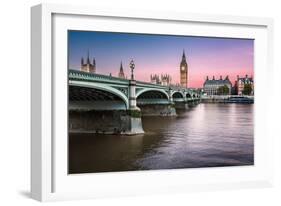 Big Ben, Queen Elizabeth Tower and Wesminster Bridge Illuminated at Dawn, London, United Kingdom-anshar-Framed Photographic Print