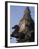 Big Ben Seen Through the Statue of Boudica, Westminster, London, England, United Kingdom-Amanda Hall-Framed Photographic Print