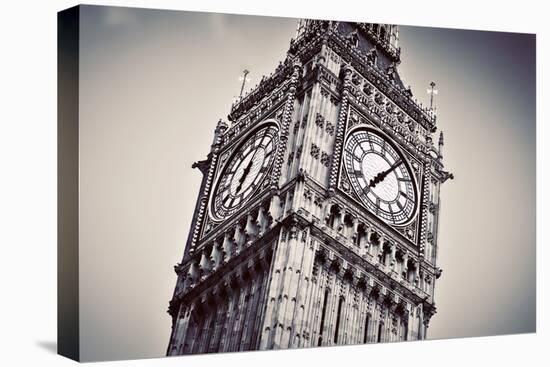 Big Ben, the Bell of the Clock close Up. the Famous Icon of London, England, the Uk. Black and Whit-Michal Bednarek-Stretched Canvas