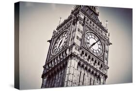 Big Ben, the Bell of the Clock close Up. the Famous Icon of London, England, the Uk. Black and Whit-Michal Bednarek-Stretched Canvas