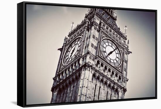 Big Ben, the Bell of the Clock close Up. the Famous Icon of London, England, the Uk. Black and Whit-Michal Bednarek-Framed Stretched Canvas