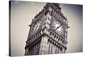 Big Ben, the Bell of the Clock close Up. the Famous Icon of London, England, the Uk. Black and Whit-Michal Bednarek-Stretched Canvas