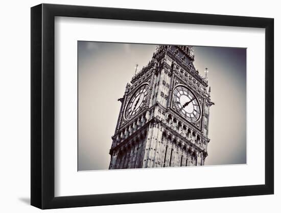 Big Ben, the Bell of the Clock close Up. the Famous Icon of London, England, the Uk. Black and Whit-Michal Bednarek-Framed Photographic Print