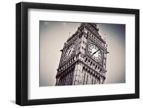 Big Ben, the Bell of the Clock close Up. the Famous Icon of London, England, the Uk. Black and Whit-Michal Bednarek-Framed Photographic Print