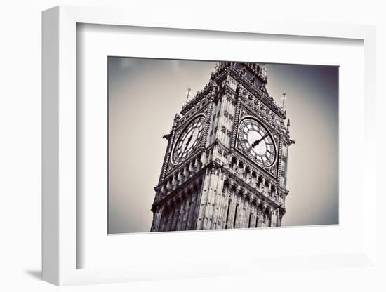 Big Ben, the Bell of the Clock close Up. the Famous Icon of London, England, the Uk. Black and Whit-Michal Bednarek-Framed Photographic Print