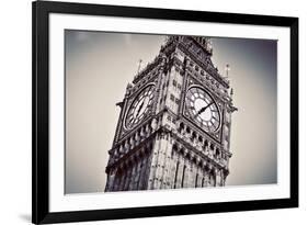 Big Ben, the Bell of the Clock close Up. the Famous Icon of London, England, the Uk. Black and Whit-Michal Bednarek-Framed Photographic Print